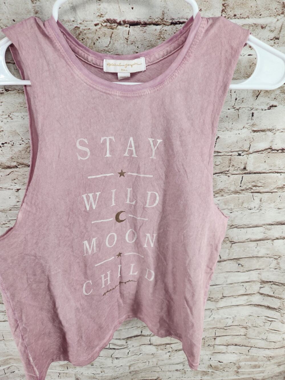 Spiritual Gangster Stay Wild Moon Child Coachella Tank Top, Pink Size Small